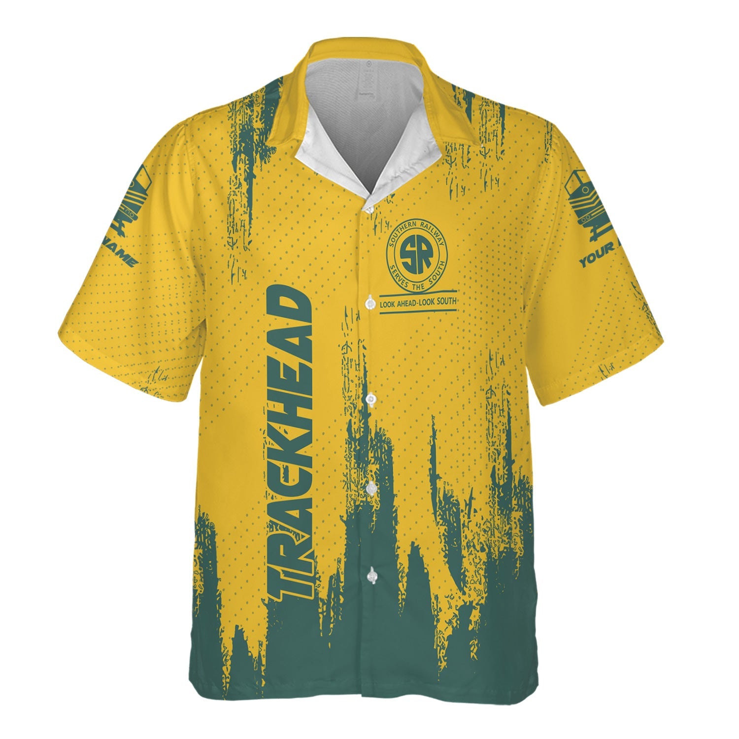 Railspirit Personalized Southern Railway U.S Hawaiian Shirt Paint Impact Design SOU Train Shirt for Trackhead