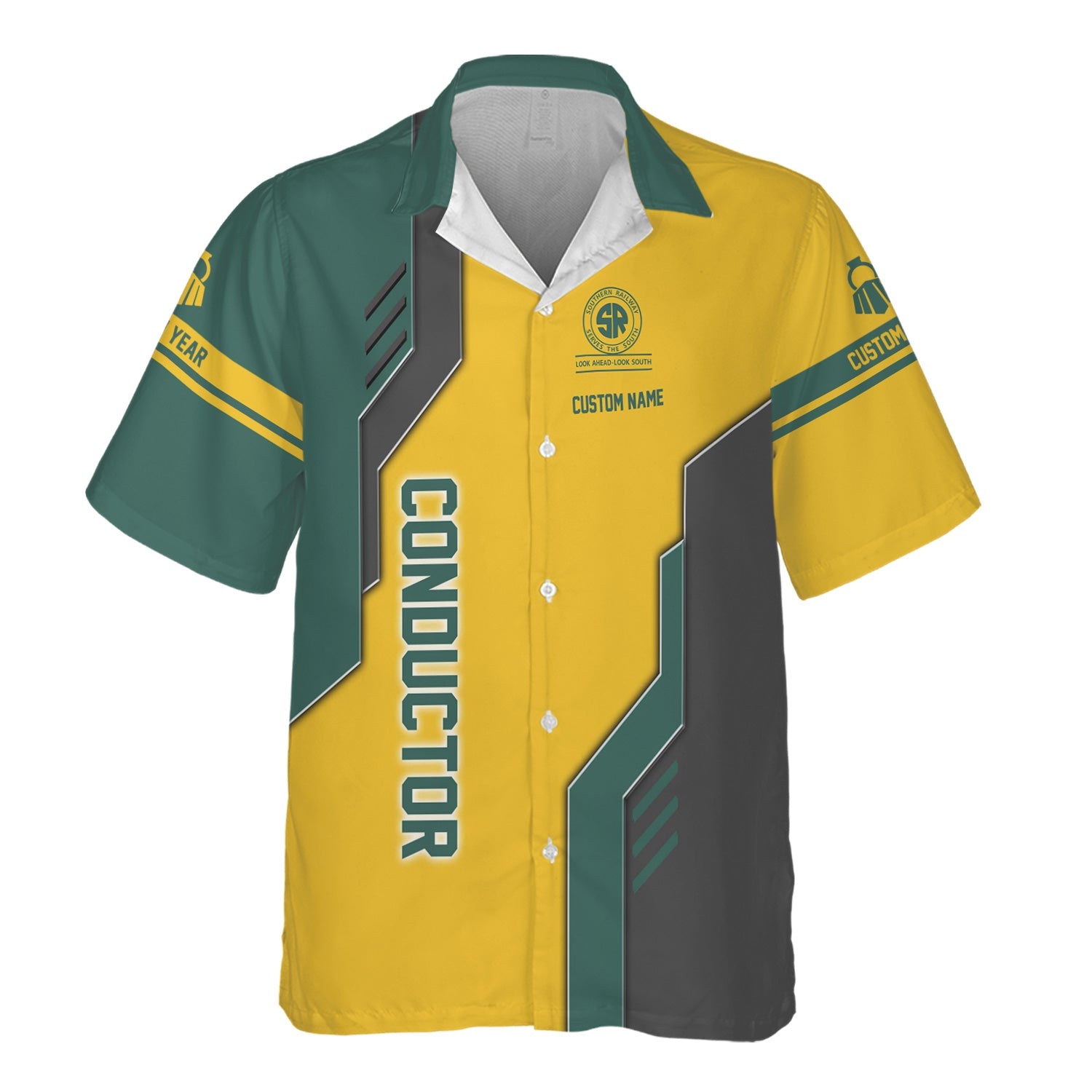 Railspirit Personalized Southern Railway U.S Hawaiian Shirt Unique Railway Style with Custom Job SOU Train Shirt