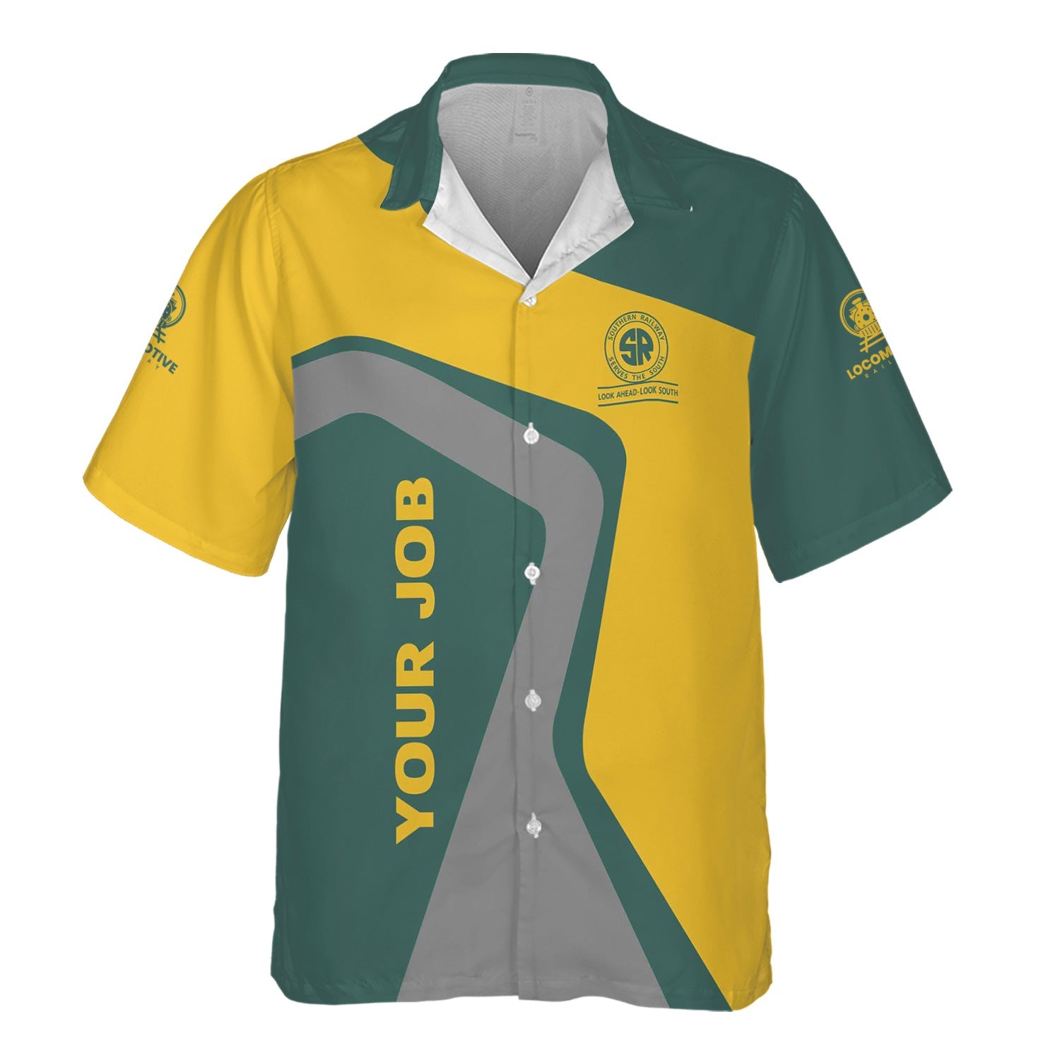 Railspirit Personalized Southern Railway U.S Hawaiian Shirt Unique Design with Custom Job Position SOU Train Shirt