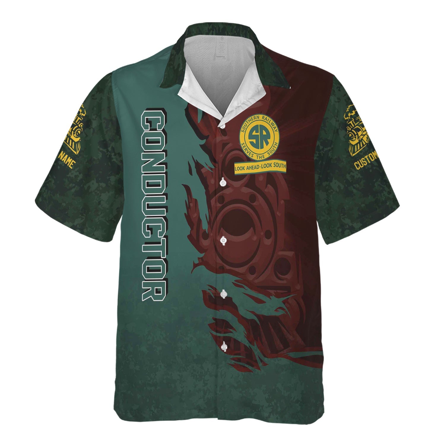 Railspirit Personalized Southern Railway U.S Hawaiian Shirt Blazing Style with Custom Position SOU Train Shirt