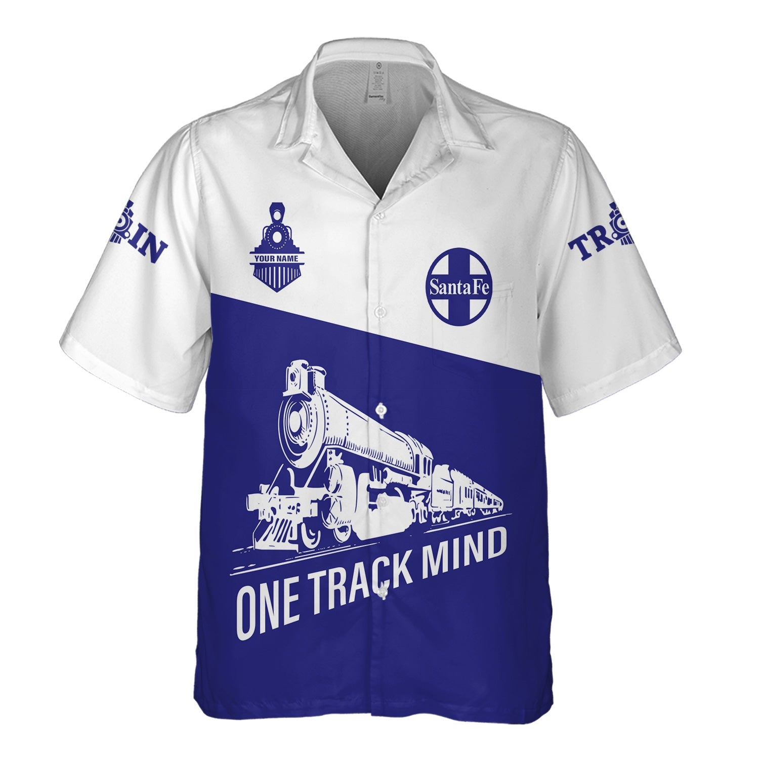 Railspirit Personalized Santa Fe Railway Hawaiian Shirt One Track Mind Unisex Train Shirt Gift Idea For Train Lover