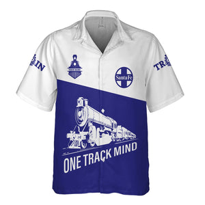Railspirit Personalized Santa Fe Railway Hawaiian Shirt One Track Mind Unisex Train Shirt Gift Idea For Train Lover
