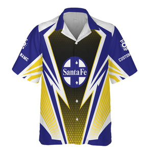 Railspirit Personalized Santa Fe Railway Hawaiian Shirt Lightning Graphic Style Atchison, Topeka and Santa Fe Railway Shirt Gift Idea For Train Lover