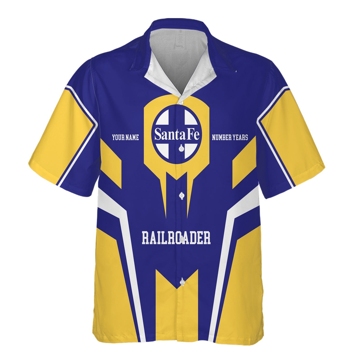 Railspirit Personalized Santa Fe Railway Hawaiian Shirt Custom Year Railroader Atchison, Topeka and Santa Fe Railway Shirt