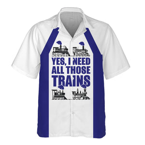 Railspirit Custom Name Santa Fe Railway Hawaiian Shirt Yes I Need All Those Train Atchison, Topeka and Santa Fe Railway Printed Shirt