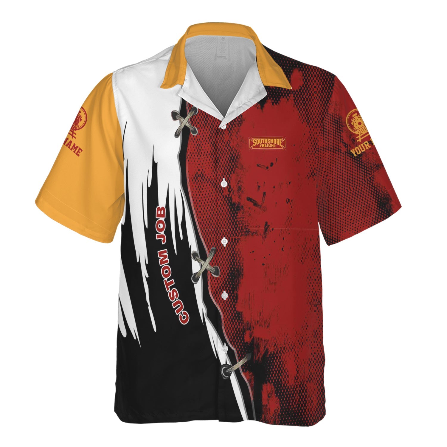 Railspirit Personalized Chicago South Shore and South Bend Railroad Hawaiian Shirt Retro Stitches Design with Custom Position Train Shirt