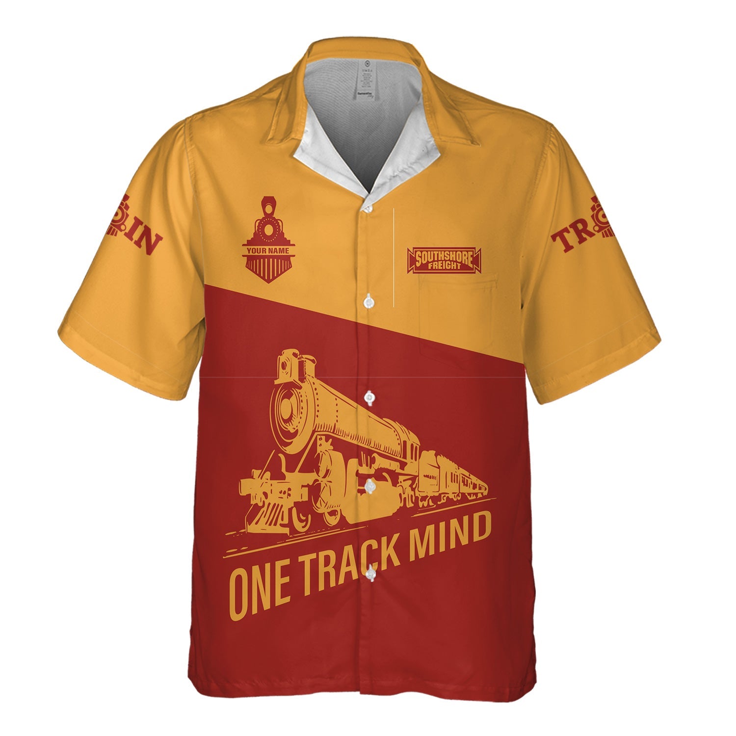 Railspirit Personalized Chicago South Shore and South Bend Railroad Hawaiian Shirt One Track Mind  Unisex Train Shirt Gift Idea For Train Lover