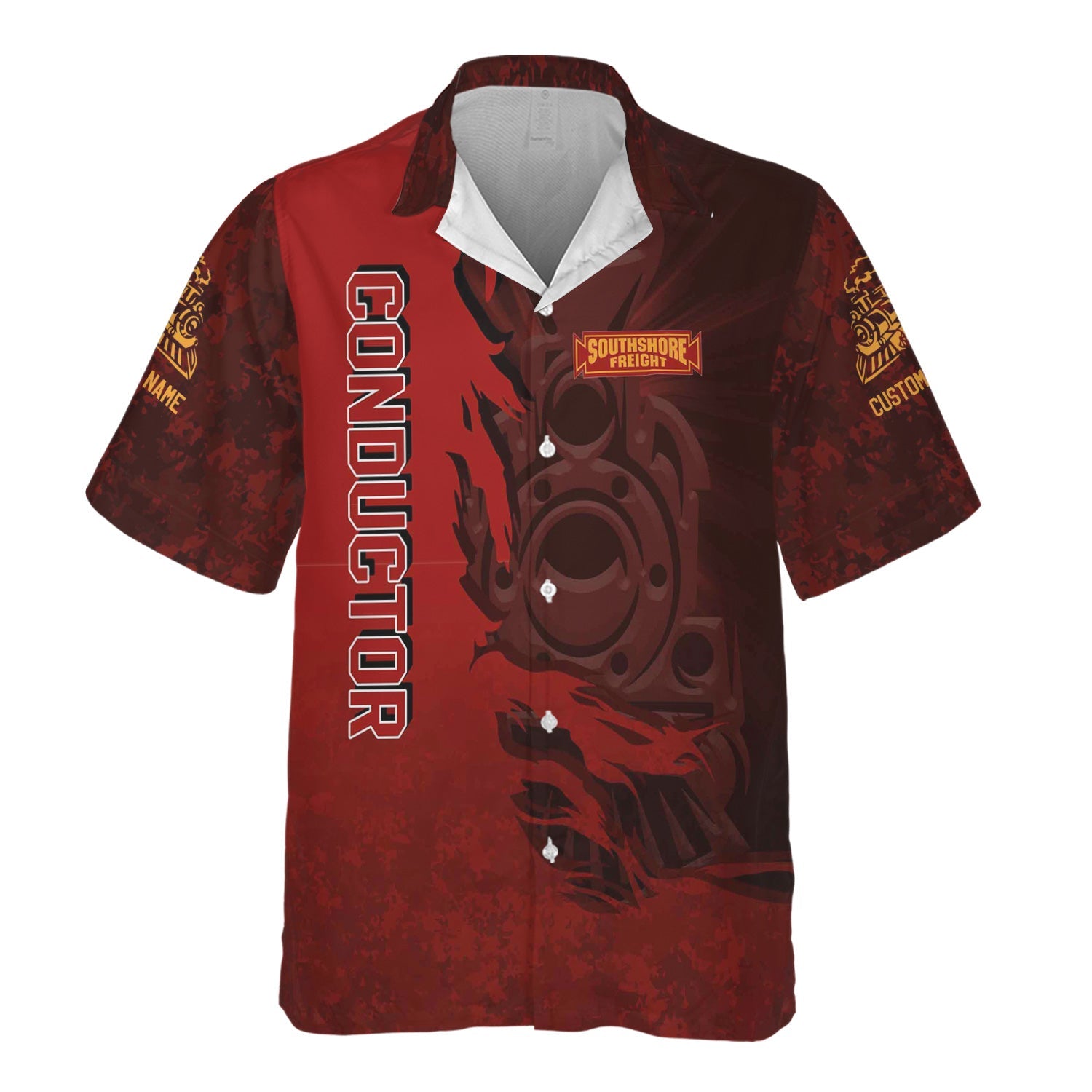Railspirit Personalized Chicago South Shore and South Bend Railroad Hawaiian Shirt Blazing Style with Custom Position Train Shirt