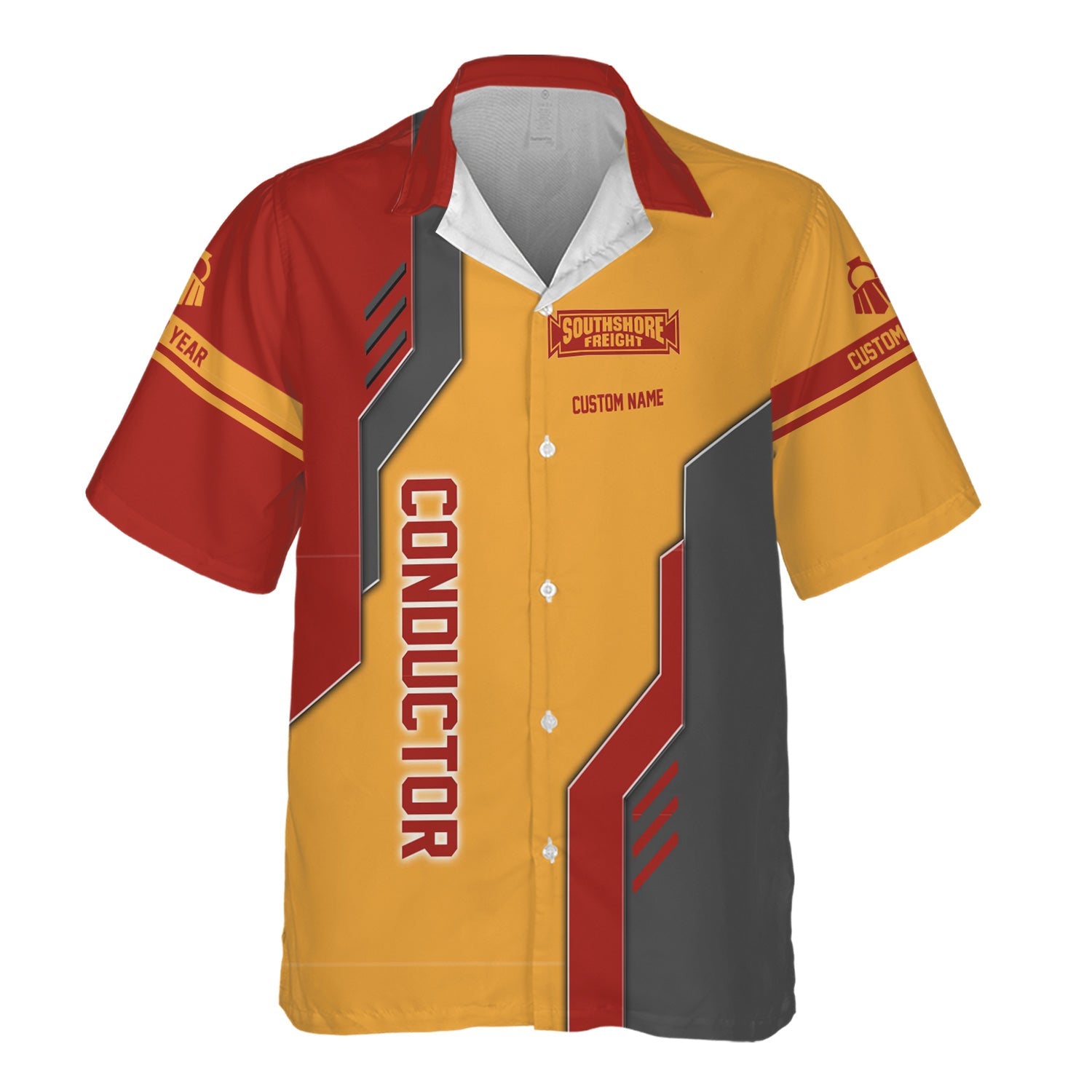 Railspirit Personalized Chicago South Shore and South Bend Railroad Hawaiian Shirt Unique Railway Style with Custom Job Train Shirt