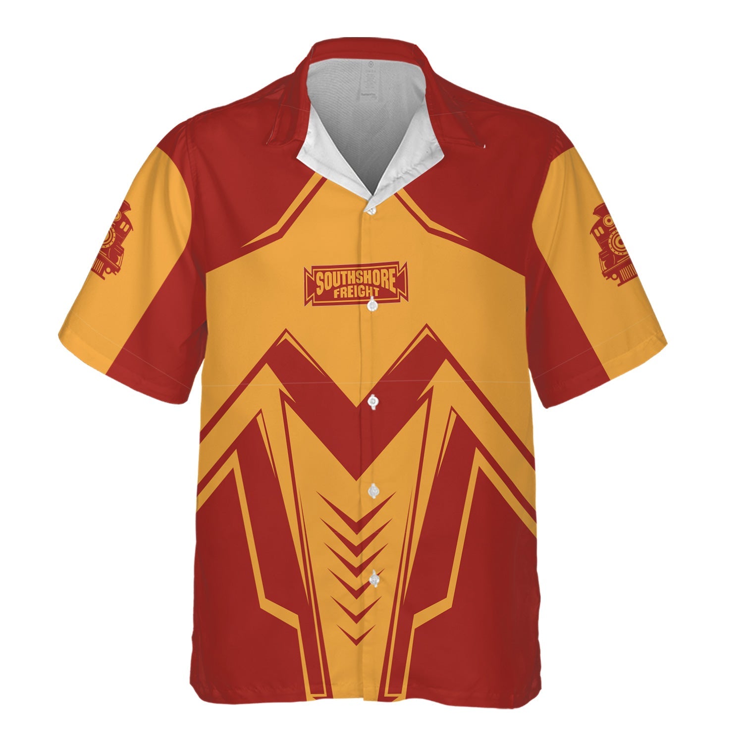 Railspirit Personalized Chicago South Shore and South Bend Railroad Hawaiian Shirt Railway Trainspotter Style Shirt Gift Idea For Foamers