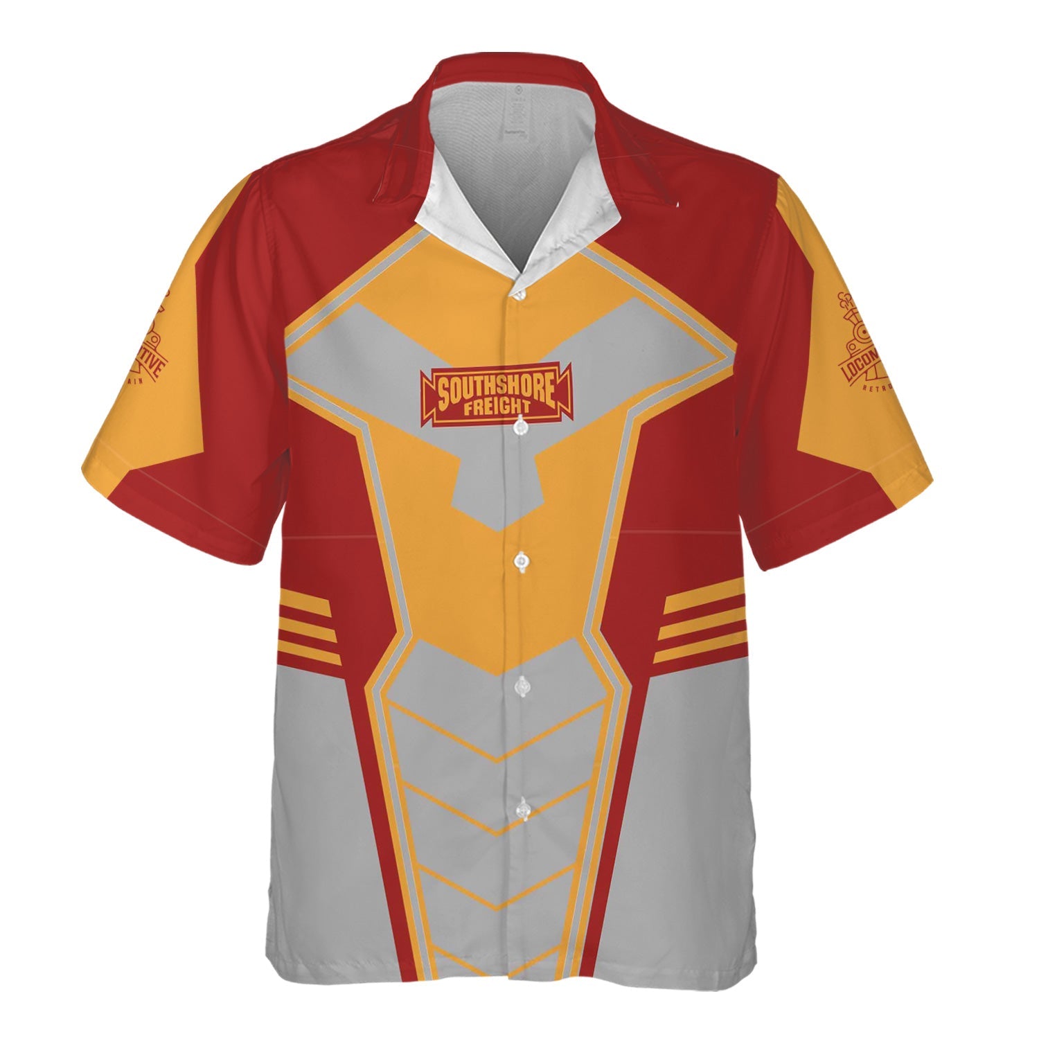 Railspirit Personalized Chicago South Shore and South Bend Railroad Hawaiian Shirt Engine-Inspired Style Train Shirt for Railroad Fanatic