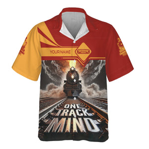 Railspirit Personalized Chicago South Shore and South Bend Railroad Hawaiian Shirt One Track Mind Train Printed Shirt