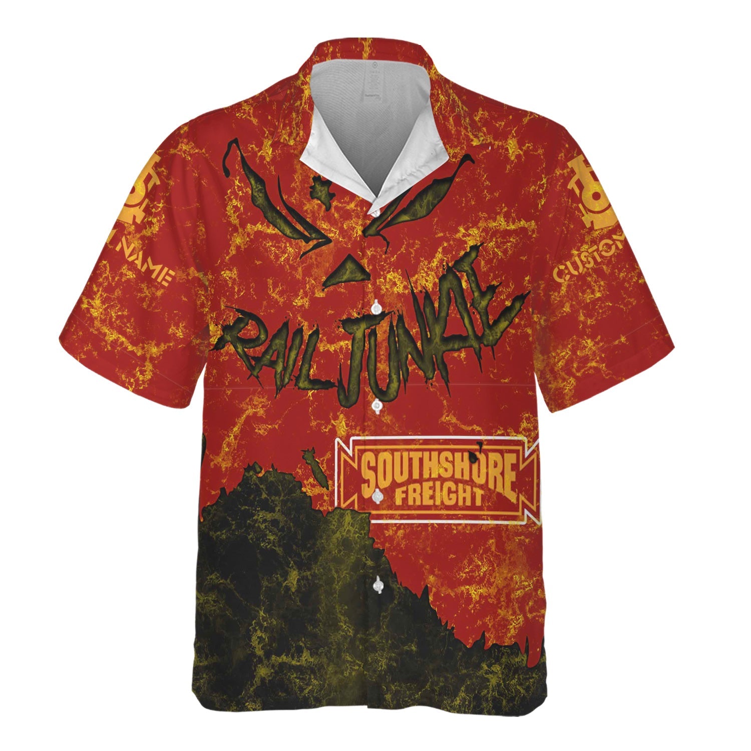 Railspirit Personalized Chicago South Shore and South Bend Railroad Hawaiian Shirt Torn Graphic Style Train Shirt For Rail Junkie