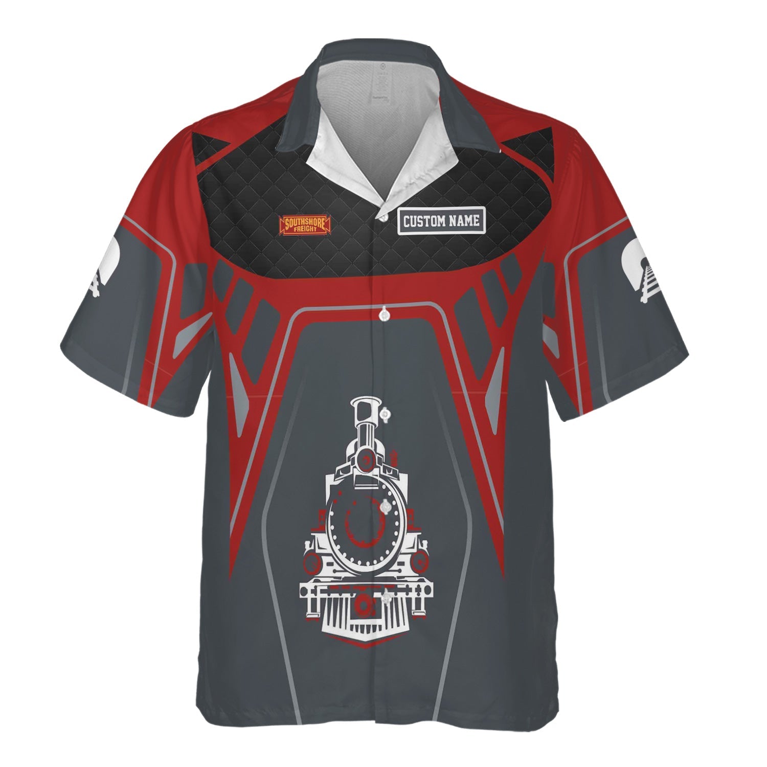 Railspirit Personalized Chicago South Shore and South Bend Railroad Hawaiian Shirt Steam Locomotive Engine Graphic Train Shirt All Over Print