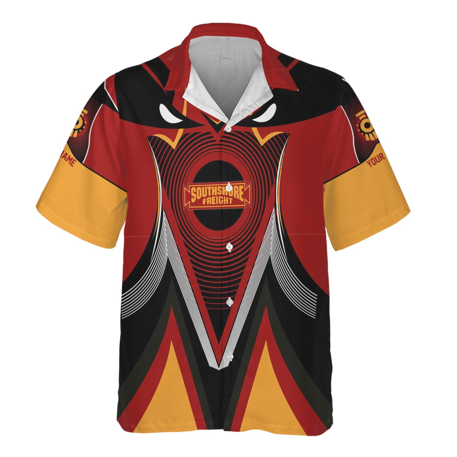 Railspirit Personalized Chicago South Shore and South Bend Railroad Hawaiian Shirt Vibrant Graphic Pattern Shirt For Train Enthusiasts