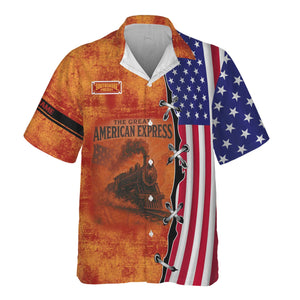 Railspirit Personalized Chicago South Shore and South Bend Railroad Hawaiian Shirt Retro American Express Train With USA Flag Shirt