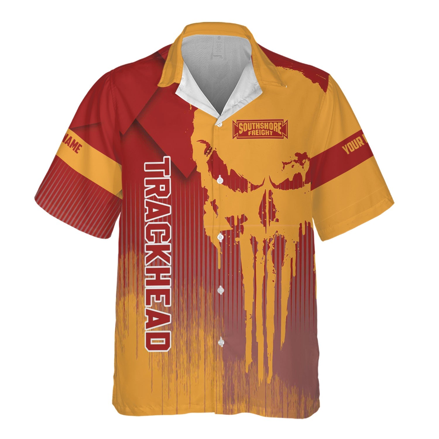 Railspirit Personalized Chicago South Shore and South Bend Railroad Hawaiian Shirt Skull Design with Custom Job Train Shirt for Trackhead Crew