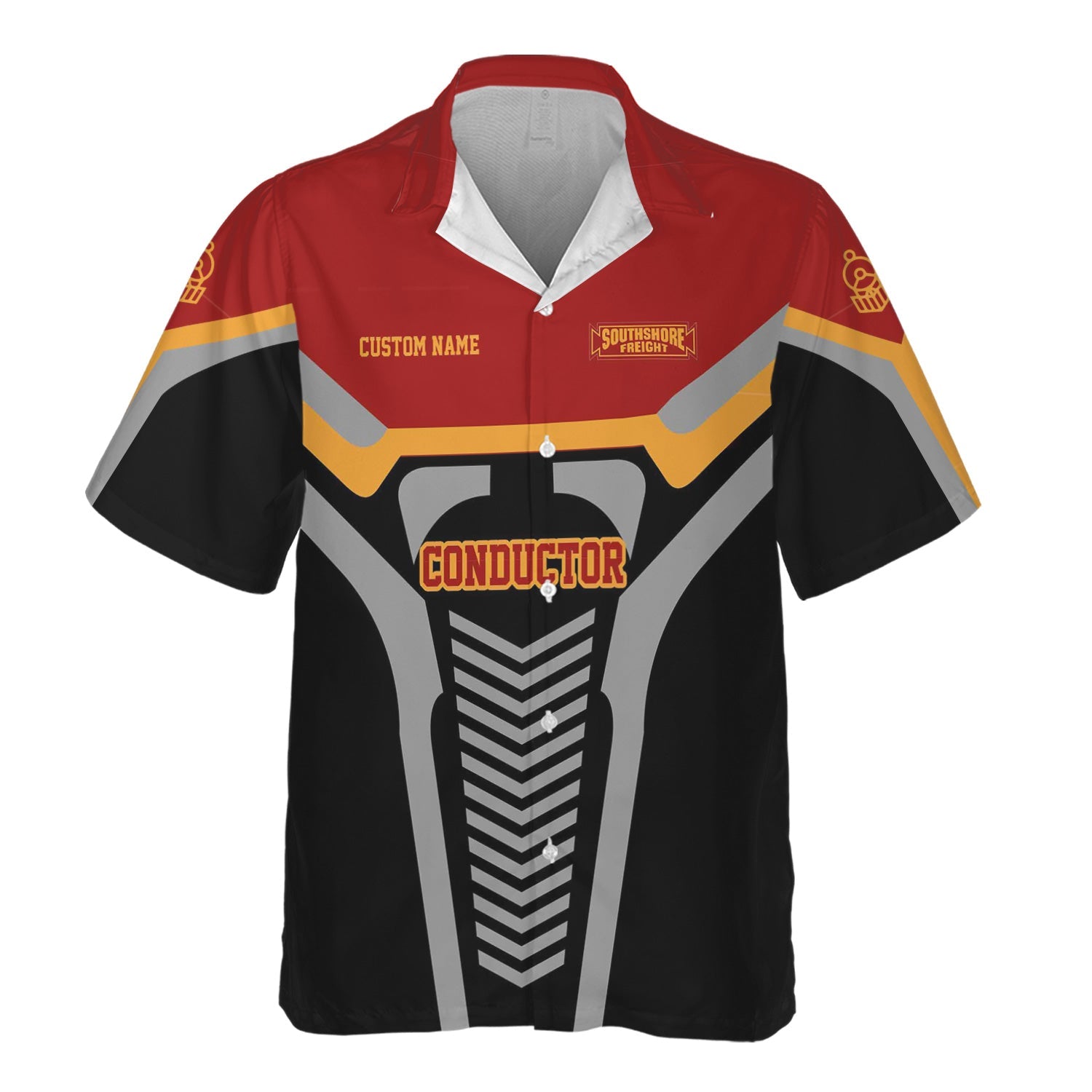 Railspirit Personalized Chicago South Shore and South Bend Railroad Hawaiian Shirt Track-Inspired with Custom Job Position Train Shirt