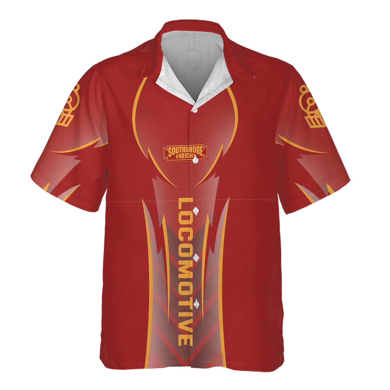 Railspirit Personalized Chicago South Shore and South Bend Railroad Hawaiian Shirt Striking Line Style Train Shirt For Locomotive Lovers