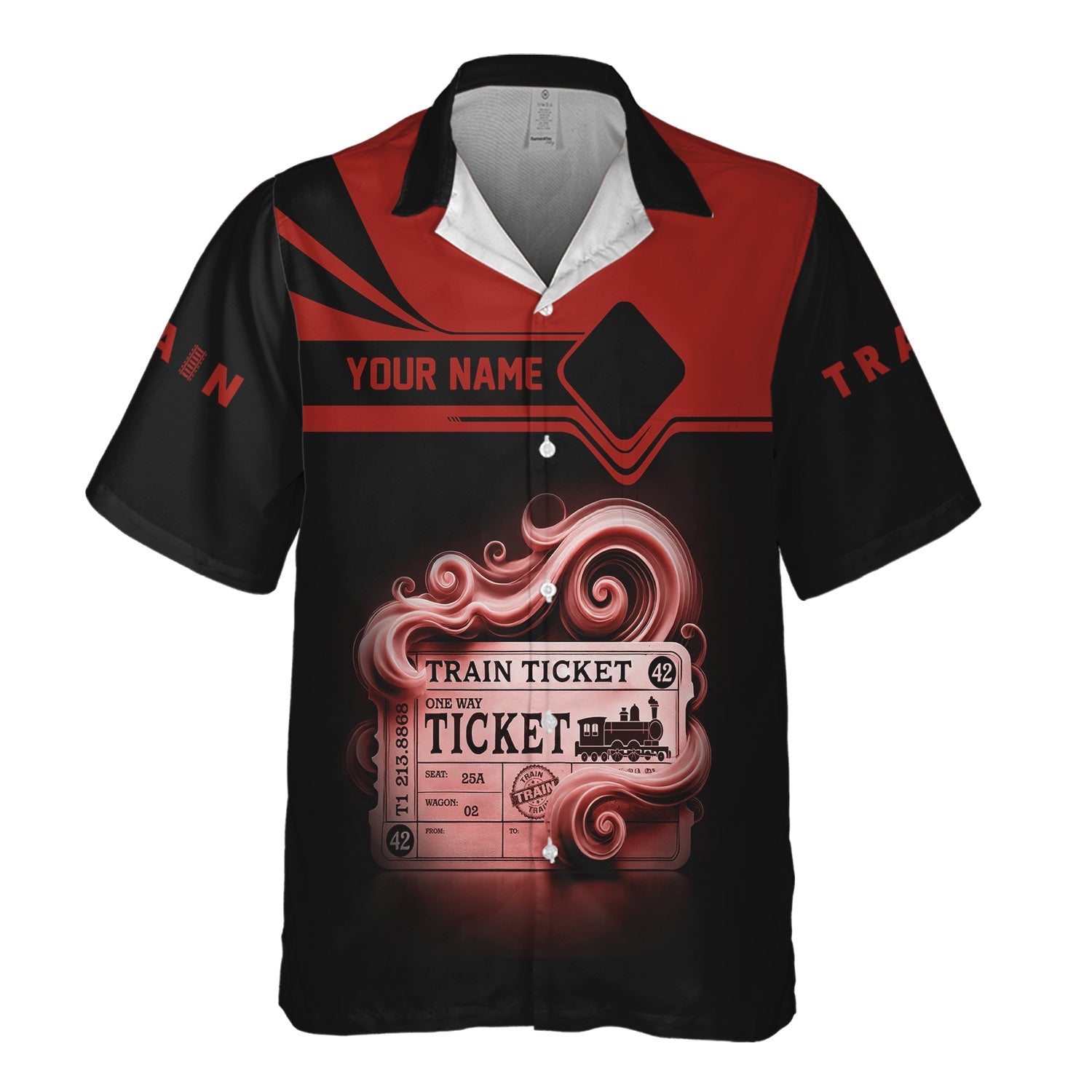 Railspirit Personalized Union Electric Railway Hawaiian Shirt Train Ticket  American Locomotive Printed Train