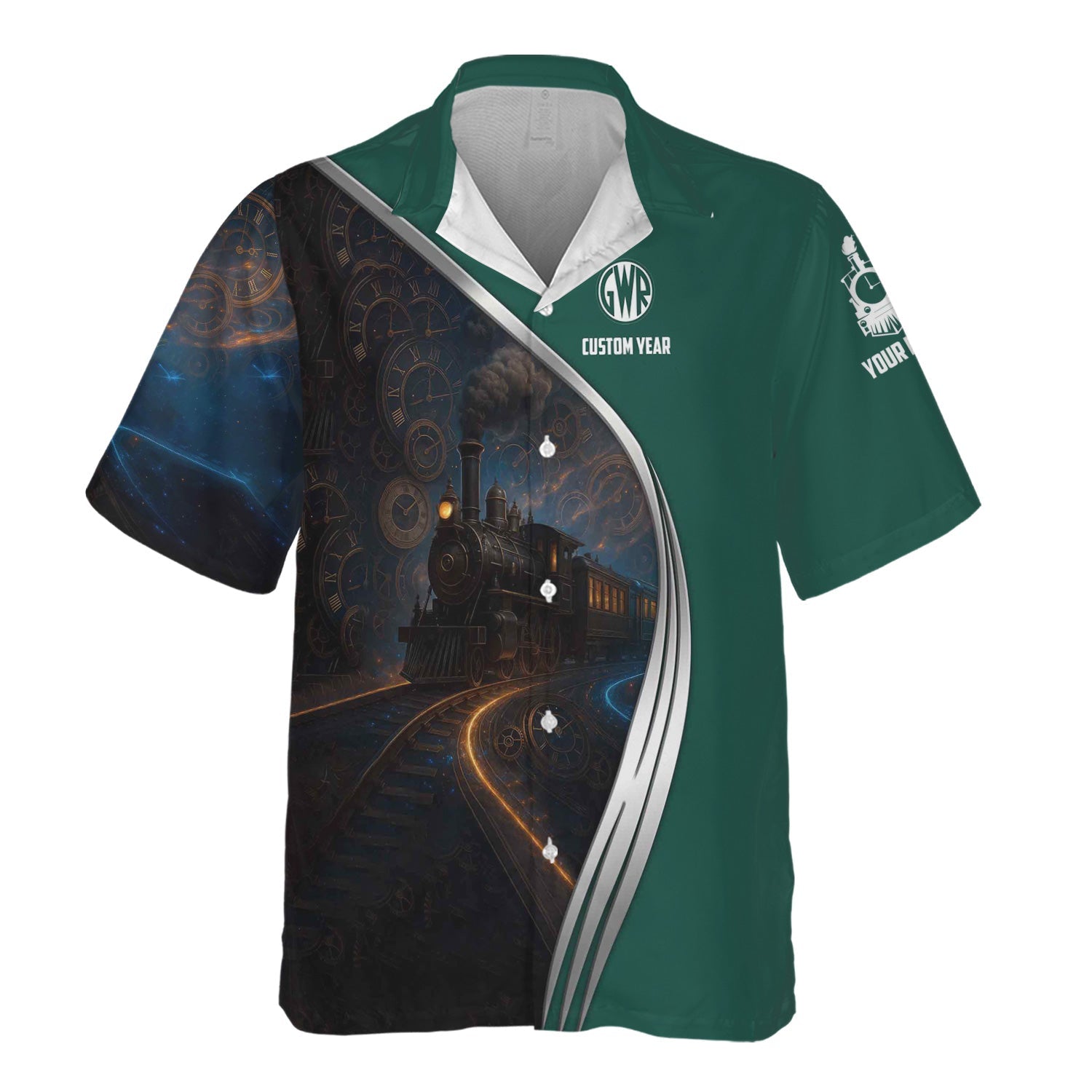 Railspirit Personalized Great Western Railway Hawaiian Shirt Steampunk Locomotive with Custom Year Train Shirt