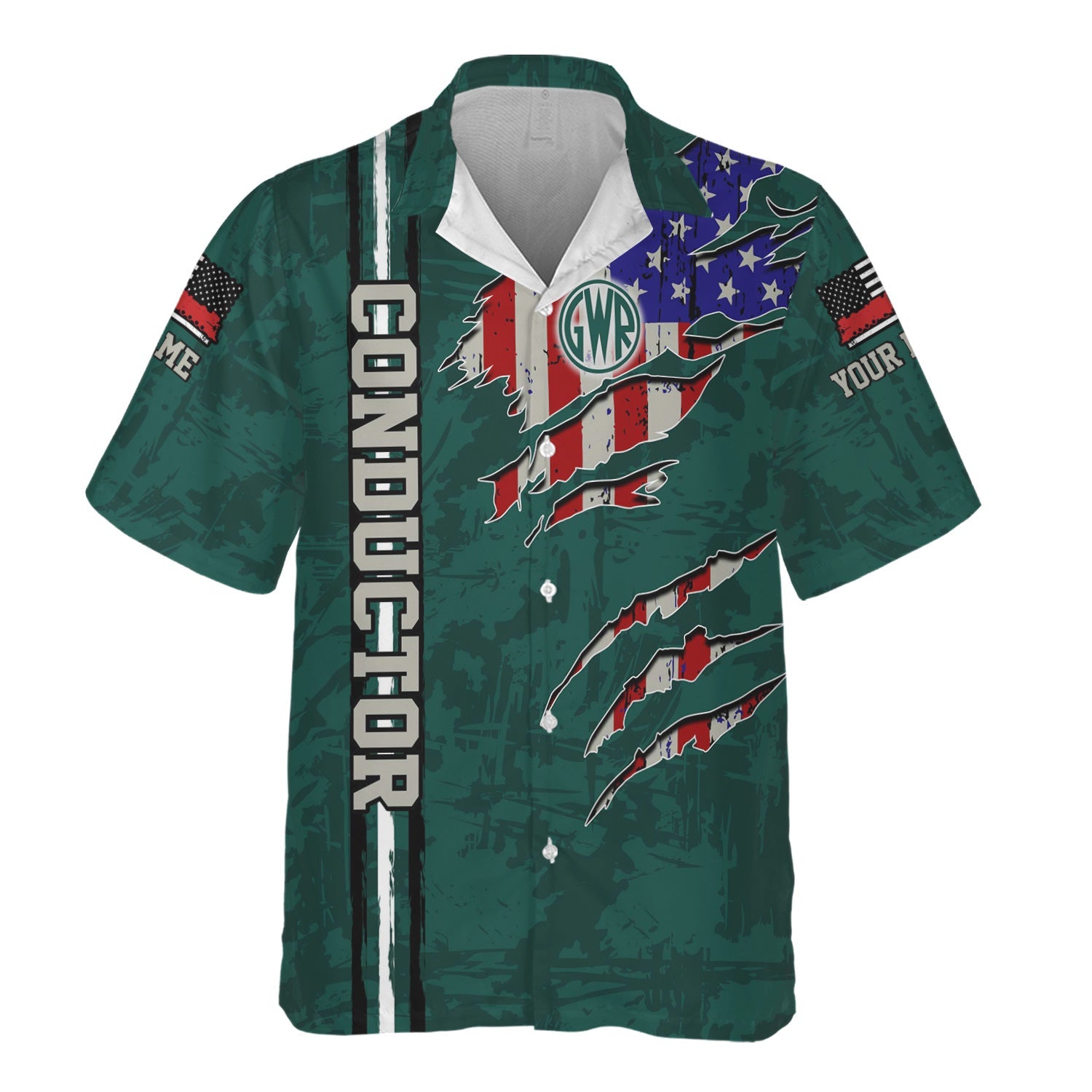 Railspirit Personalized Great Western Railway Hawaiian Shirt USA Flag Claw Art with Custom Job Train Shirt