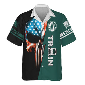 Railspirit Personalized Great Western Railway Hawaiian Shirt Train Skull American Flag Shirt All Over Print
