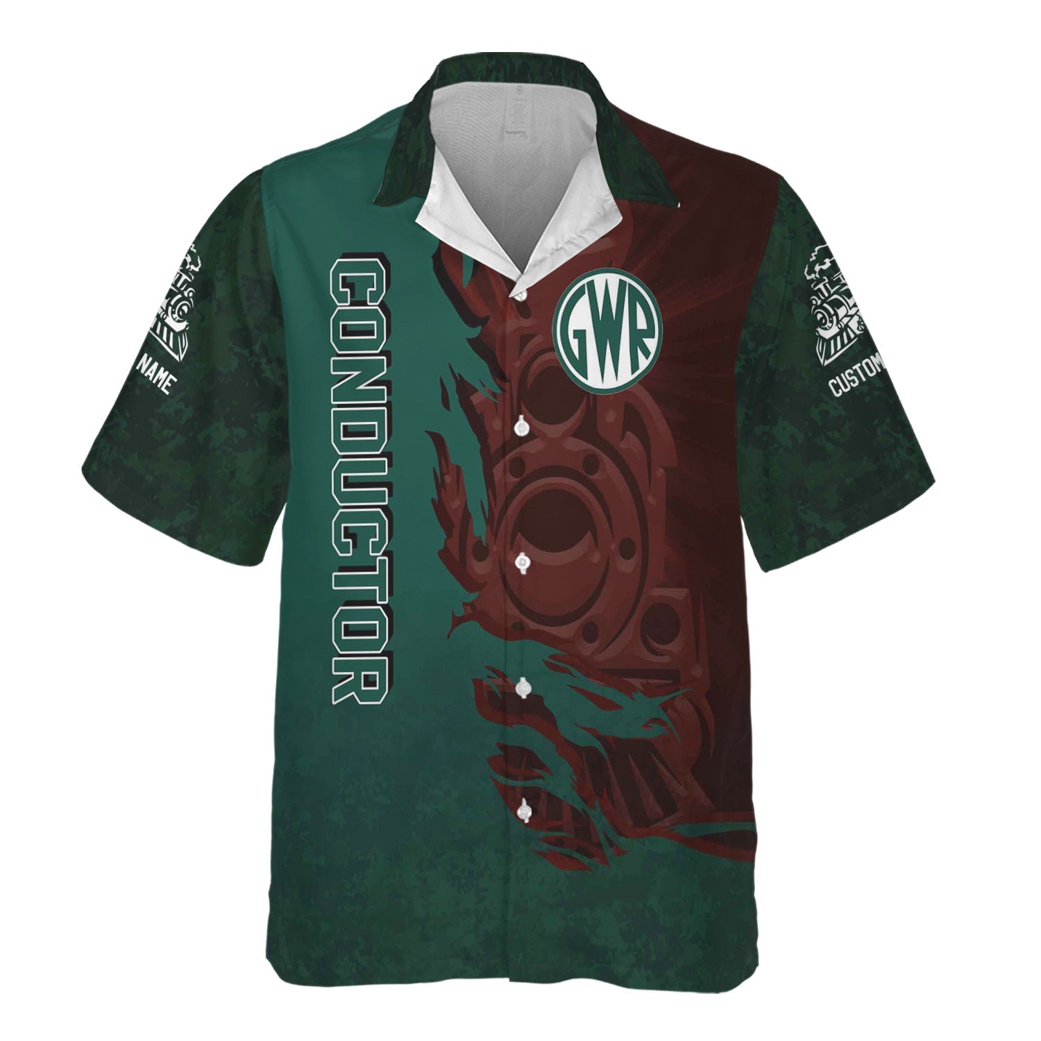 Railspirit Personalized Great Western Railway Hawaiian Shirt Blazing Style with Custom Position Train Shirt