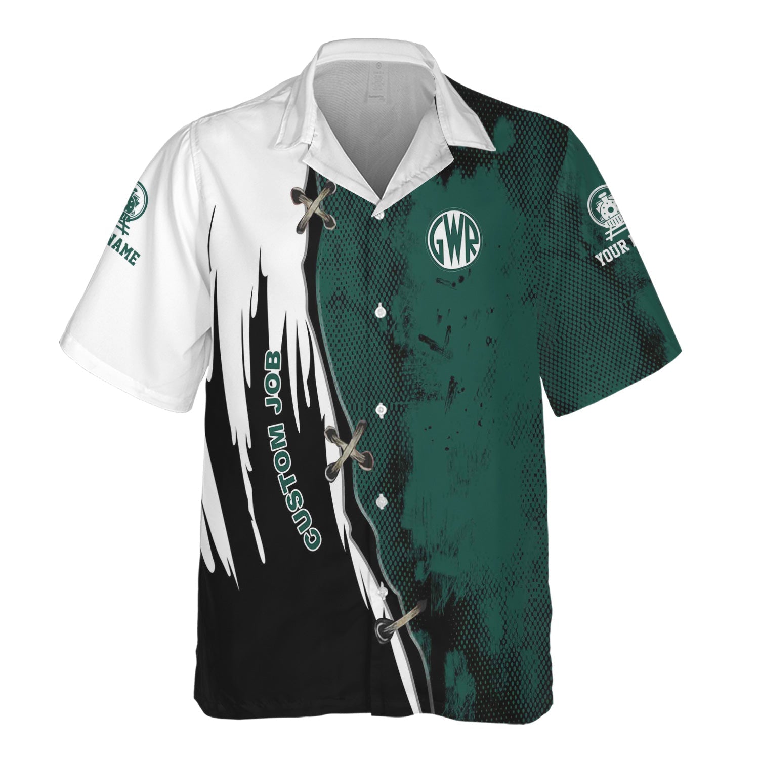 Railspirit Personalized Great Western Railway Hawaiian Shirt Retro Stitches Design with Custom Position Train Shirt