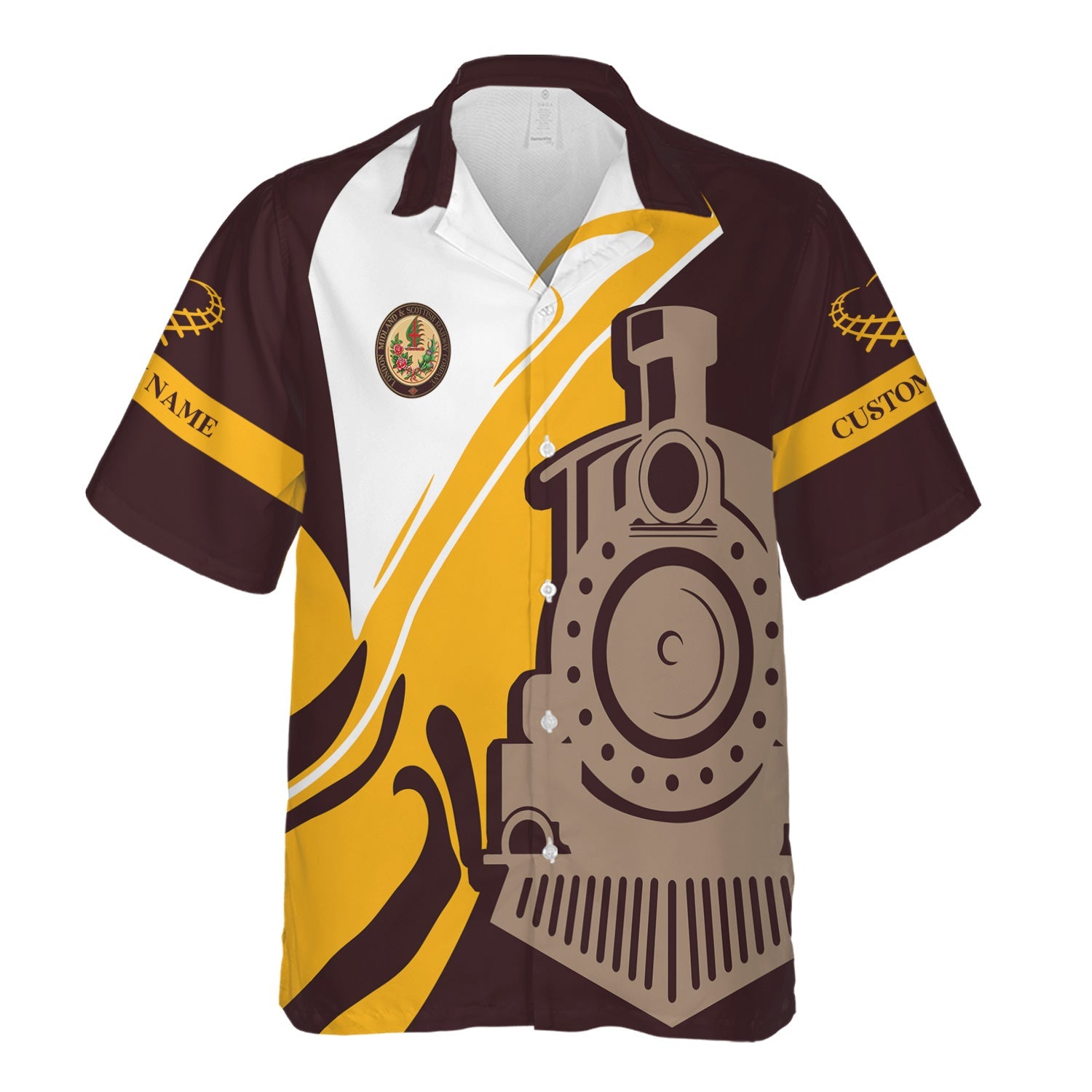 Railspirit Personalized London, Midland and Scottish Railway Hawaiian Shirt Flame-Inspired Style Shirt Gift Idea For Train Lovers