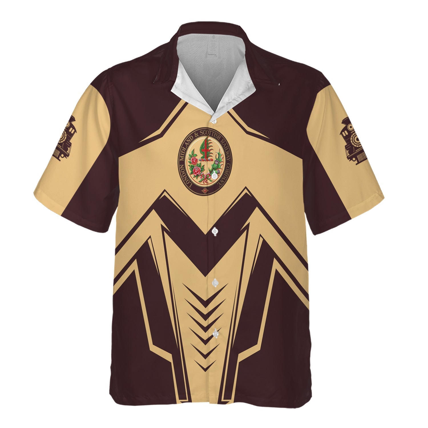 Railspirit Personalized London, Midland and Scottish Railway Hawaiian Shirt Railway Trainspotter Style Shirt Gift Idea For Foamers