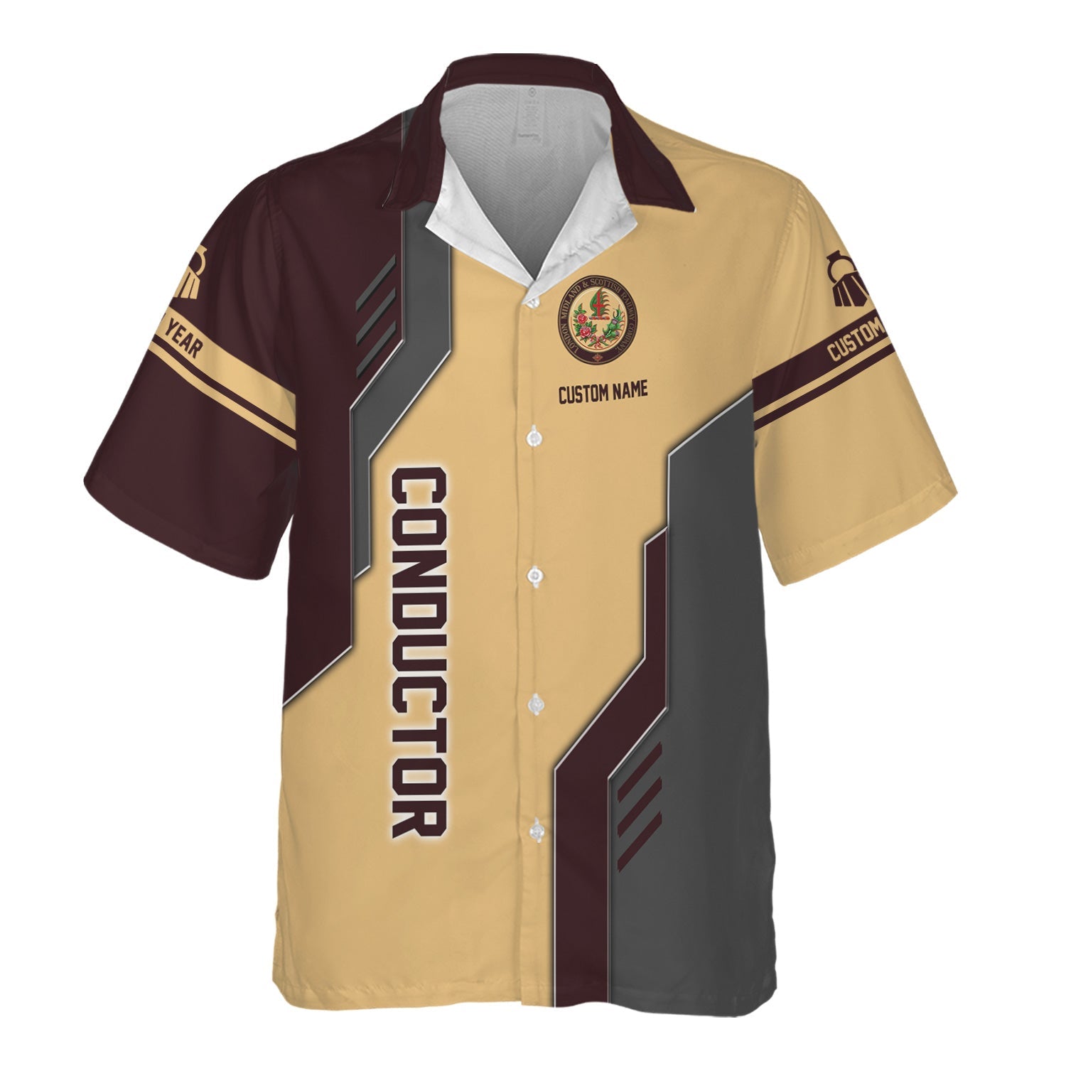 Railspirit Personalized London, Midland and Scottish Railway Hawaiian Shirt Unique Railway Style with Custom Job Train Shirt