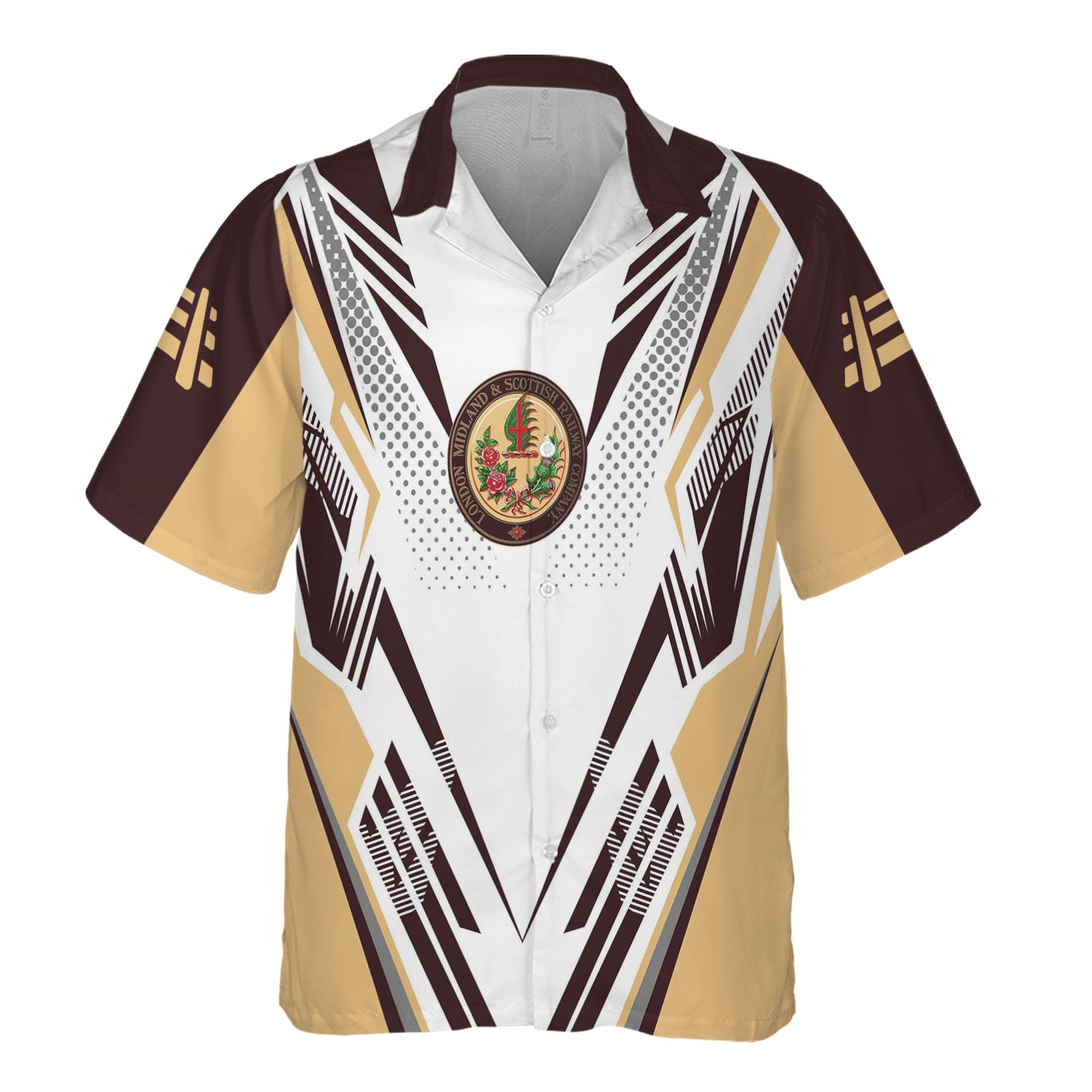 Railspirit Personalized London, Midland and Scottish Railway Hawaiian Shirt Railroad Tribute Design Train Shirt for Train Lovers