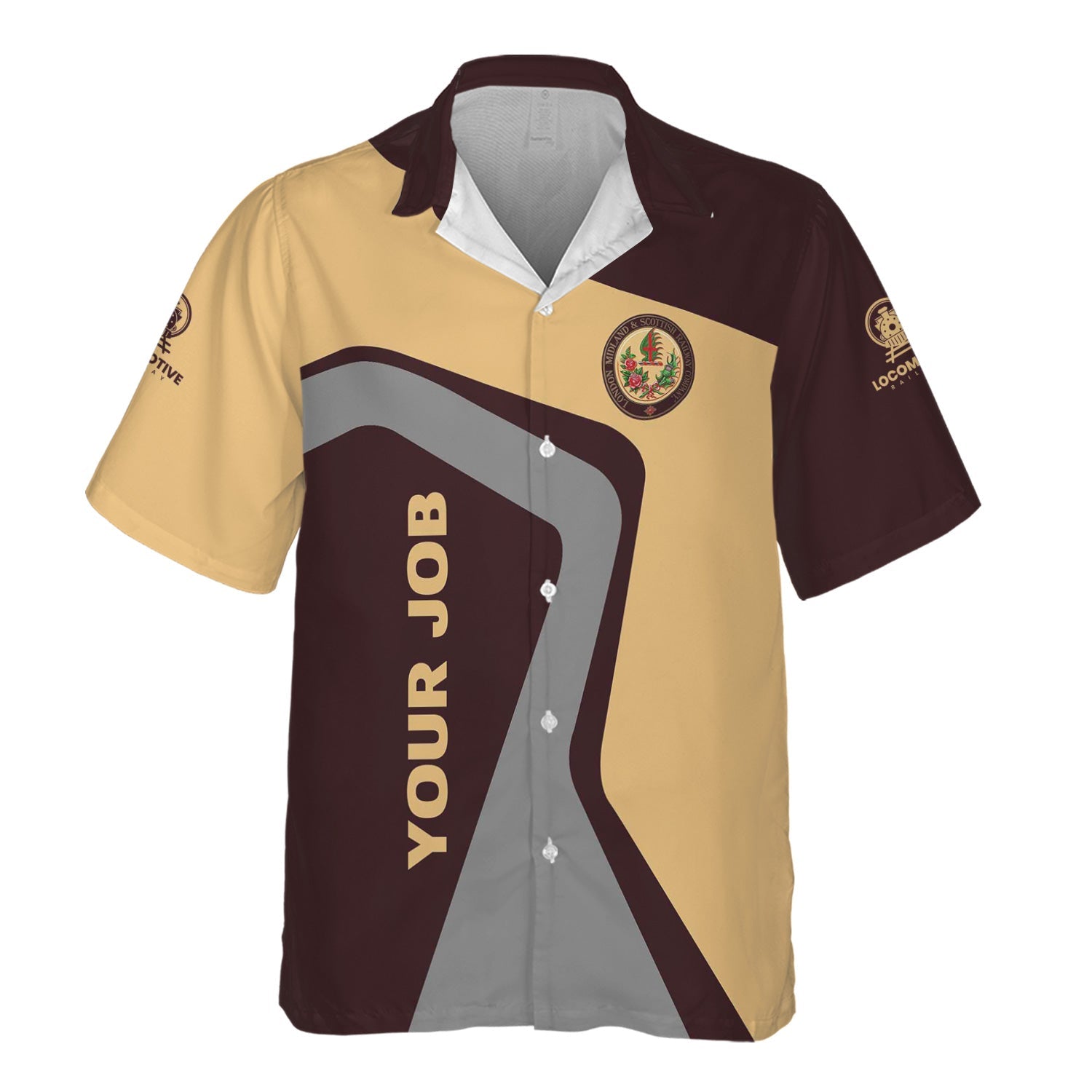 Railspirit Personalized London, Midland and Scottish Railway Hawaiian Shirt Unique Design with Custom Job Position Train Shirt