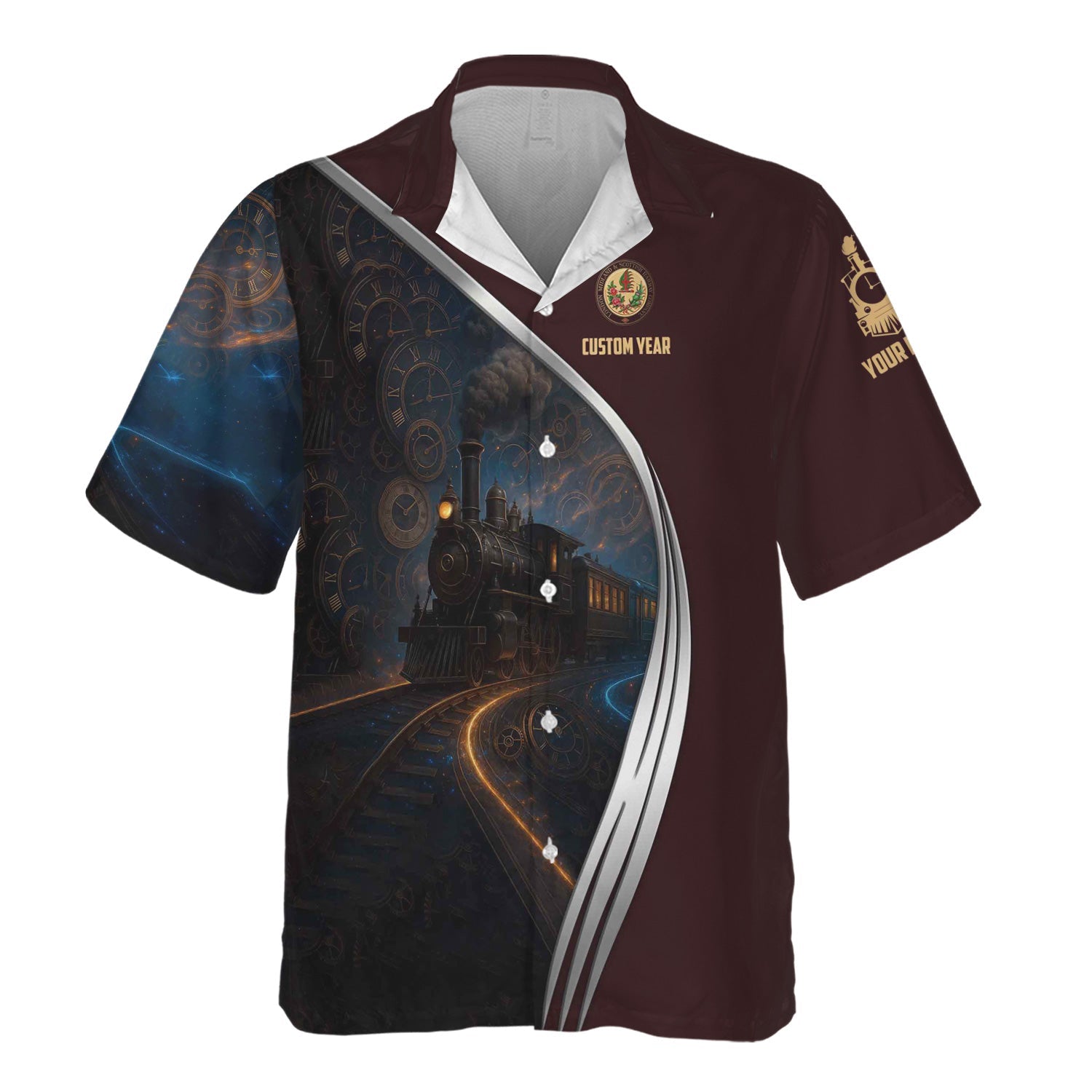 Railspirit Personalized London, Midland and Scottish Railway Hawaiian Shirt Steampunk Locomotive with Custom Year Train Shirt