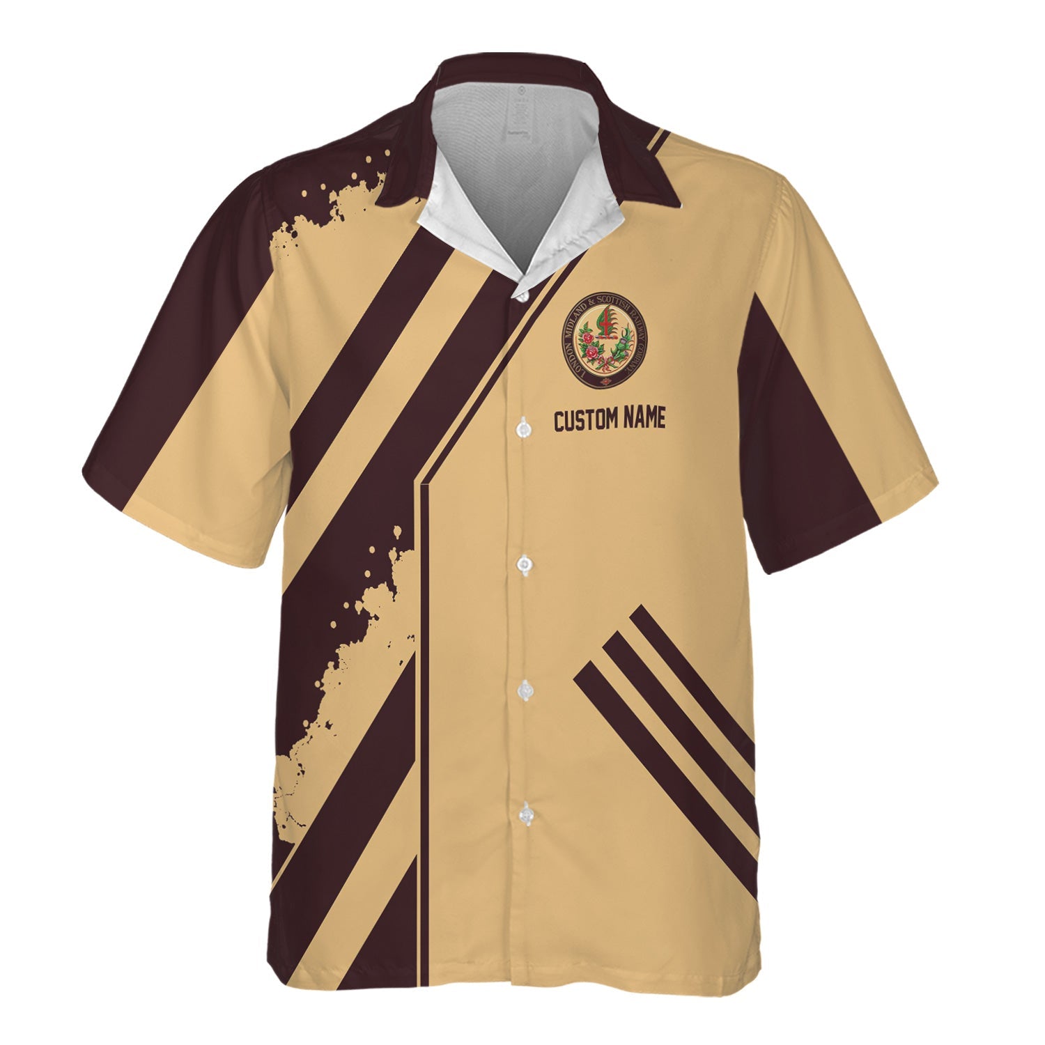 Railspirit Personalized London, Midland and Scottish Railway Hawaiian Shirt Locomotive Design Train Shirt for Train Enthusiast