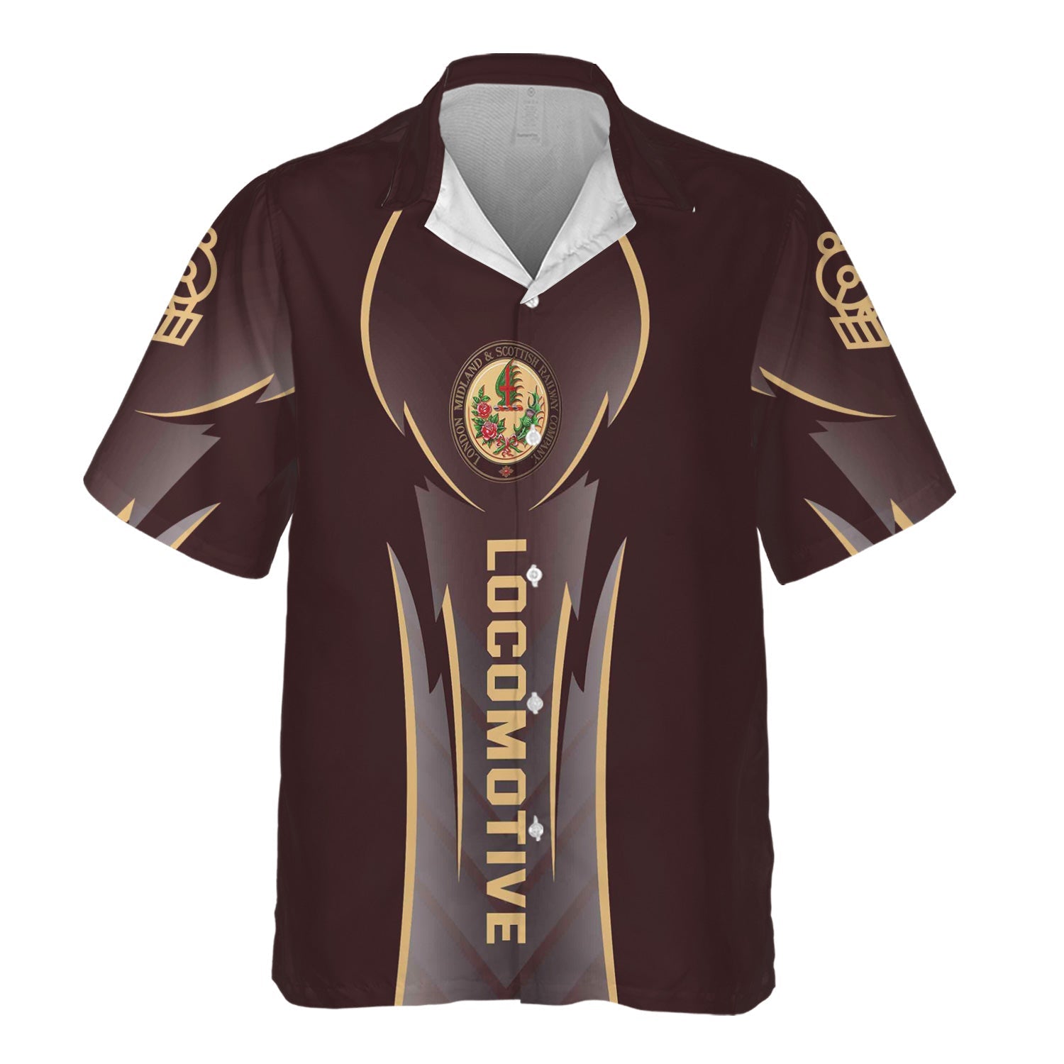 Railspirit Personalized London, Midland and Scottish Railway Hawaiian Shirt Striking Line Style Train Shirt For Locomotive Lovers