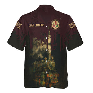 Railspirit Personalized London, Midland and Scottish Railway Hawaiian Shirt Vintage Train Art Style Shirt For Locomotive Fans