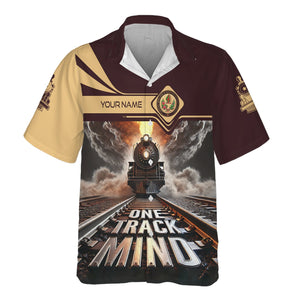 Railspirit Personalized London, Midland and Scottish Railway Hawaiian Shirt One Track Mind Train Printed Shirt