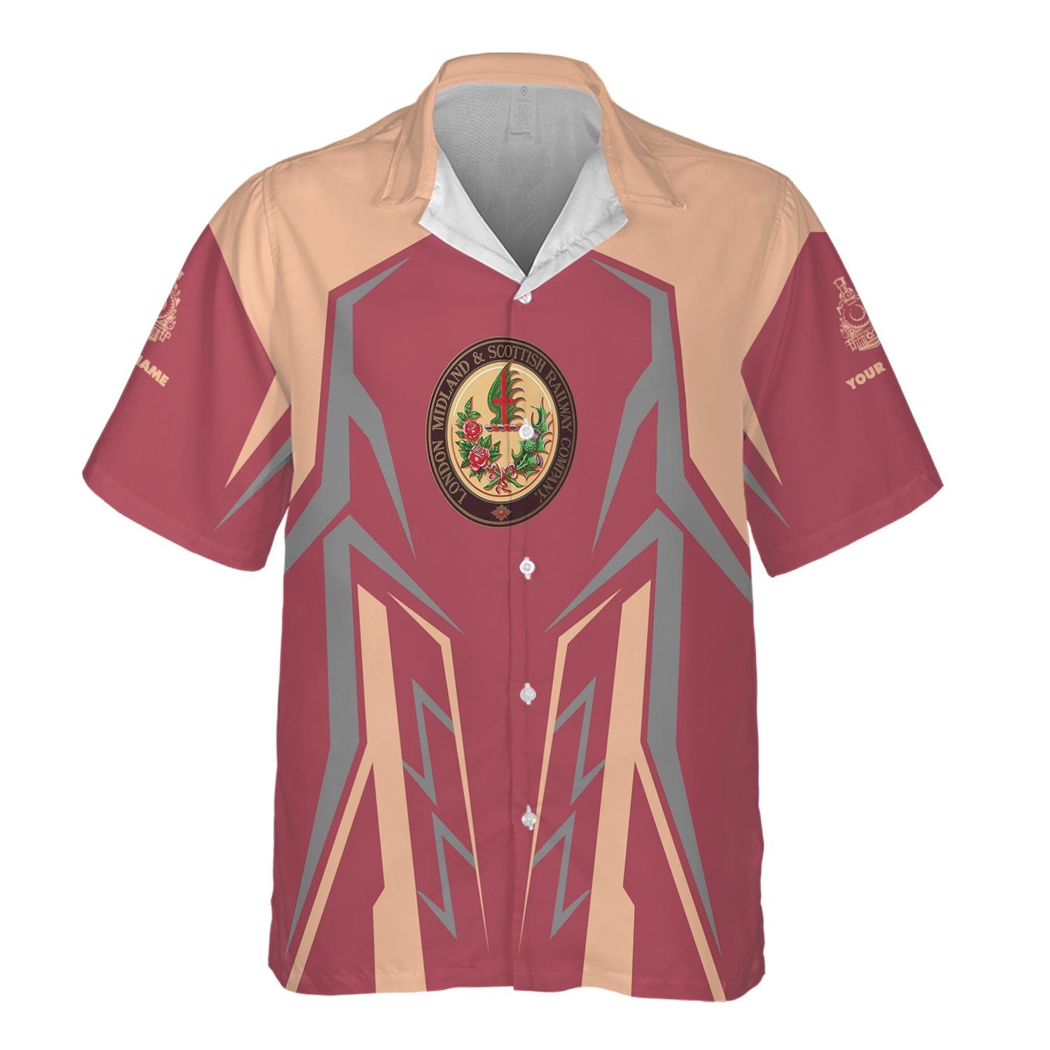 Railspirit Personalized London, Midland and Scottish Railway Hawaiian Shirt Futuristic Design with Custom Job Train Shirt