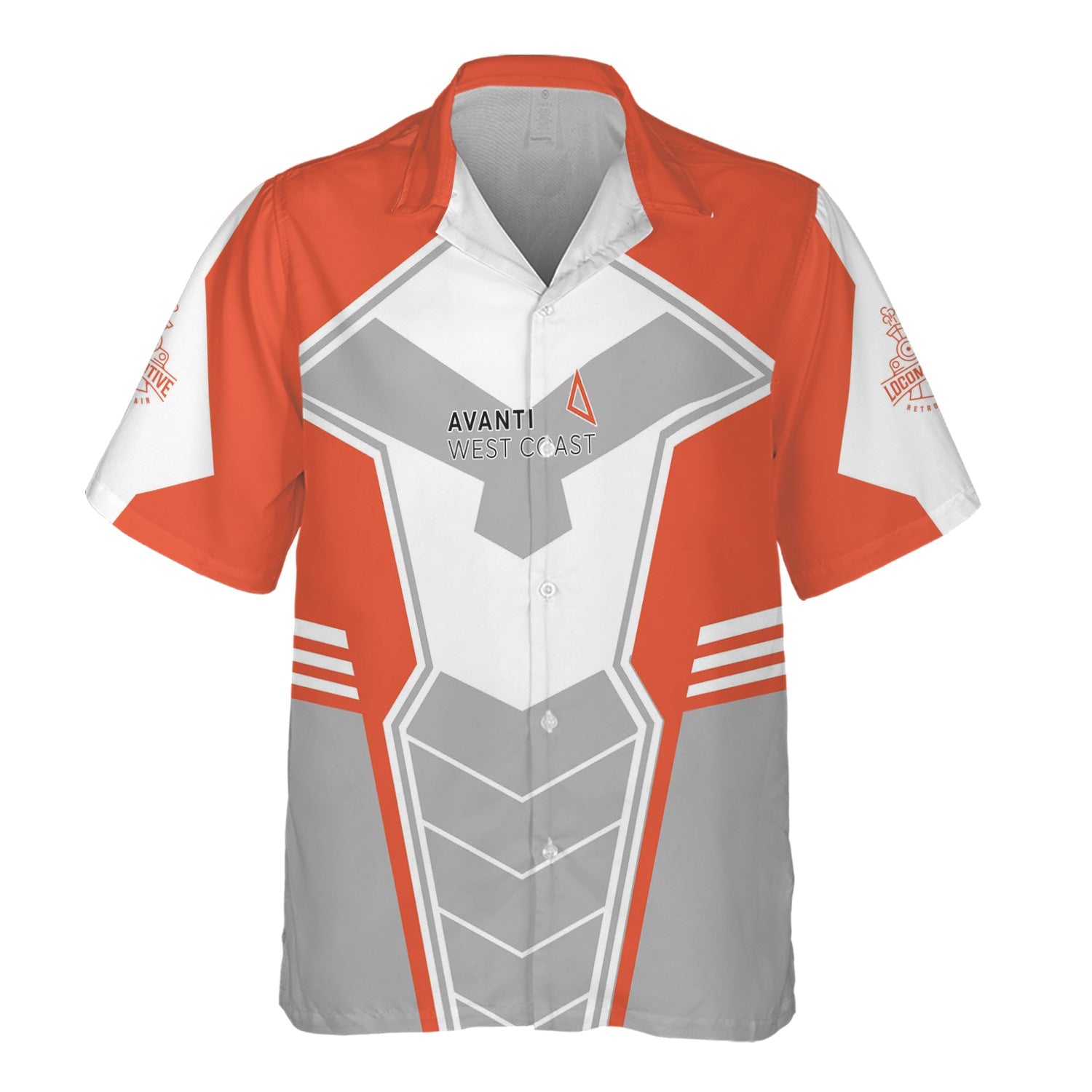 Railspirit Personalized Avanti West Coast Hawaiian Shirt Engine-Inspired Style Train Shirt for Railroad Fanatic