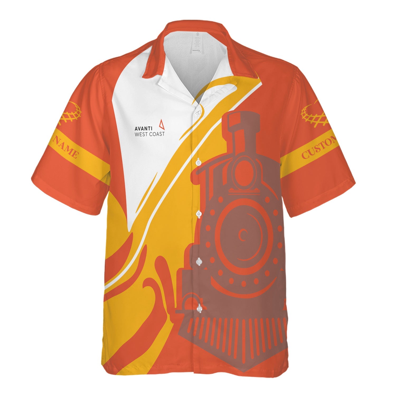 Railspirit Personalized Avanti West Coast Hawaiian Shirt Flame-Inspired Style Shirt Gift Idea For Train Lovers