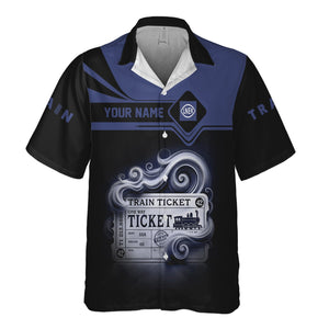 Railspirit Personalized London and North Eastern Railway Hawaiian Shirt Train Ticket Locomotive Printed Train