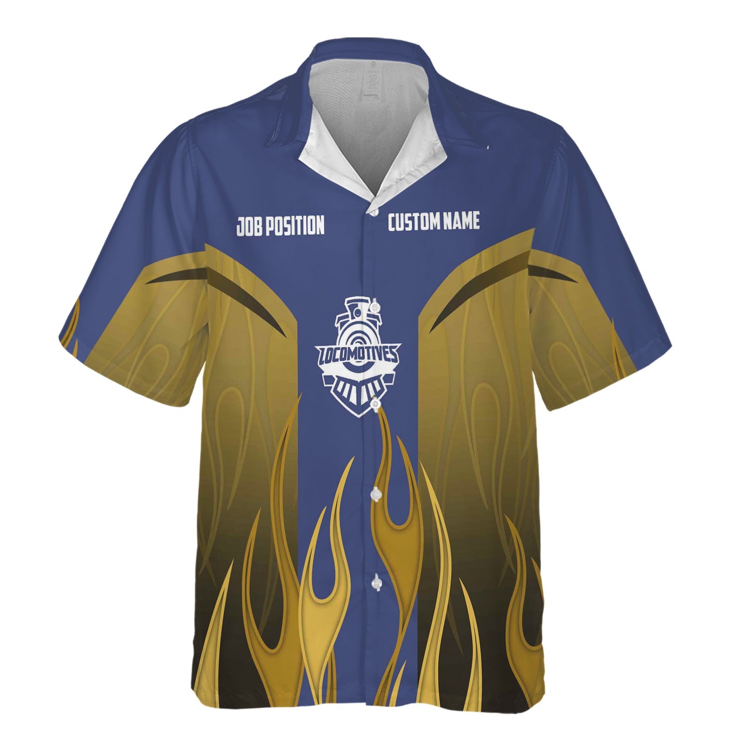 Railspirit Custom Name and Job Title London and North Eastern Railway Hawaiian Shirt Flame Graphic Train Shirt For Rail Workers