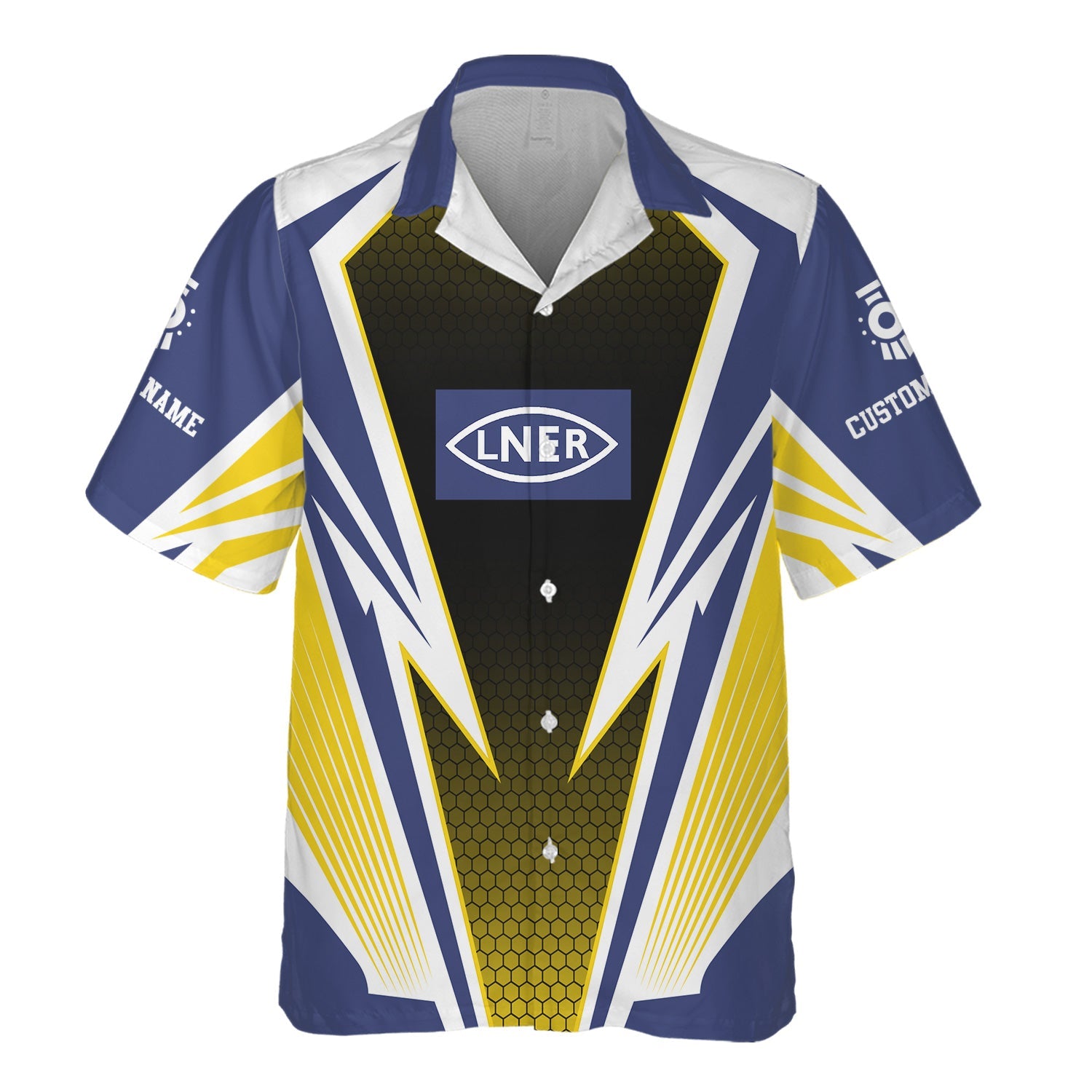 Railspirit Personalized London and North Eastern Railway Hawaiian Shirt Lightning Graphic Style Shirt Gift Idea For Train Lover