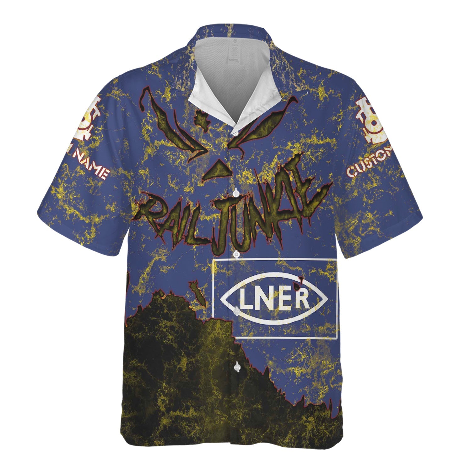Railspirit Personalized London and North Eastern Railway Hawaiian Shirt Torn Graphic Style Train Shirt For Rail Junkie