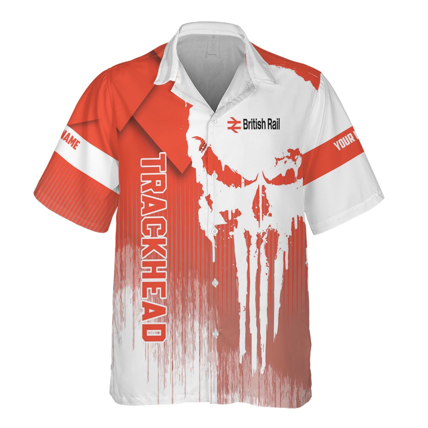 Railspirit Personalized British Railway Hawaiian Shirt Skull Design with Custom Job Train Shirt for Trackhead Crew