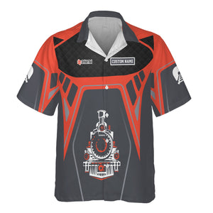 Railspirit Personalized British Railway Hawaiian Shirt Steam Locomotive Engine Graphic Train Shirt All Over Print