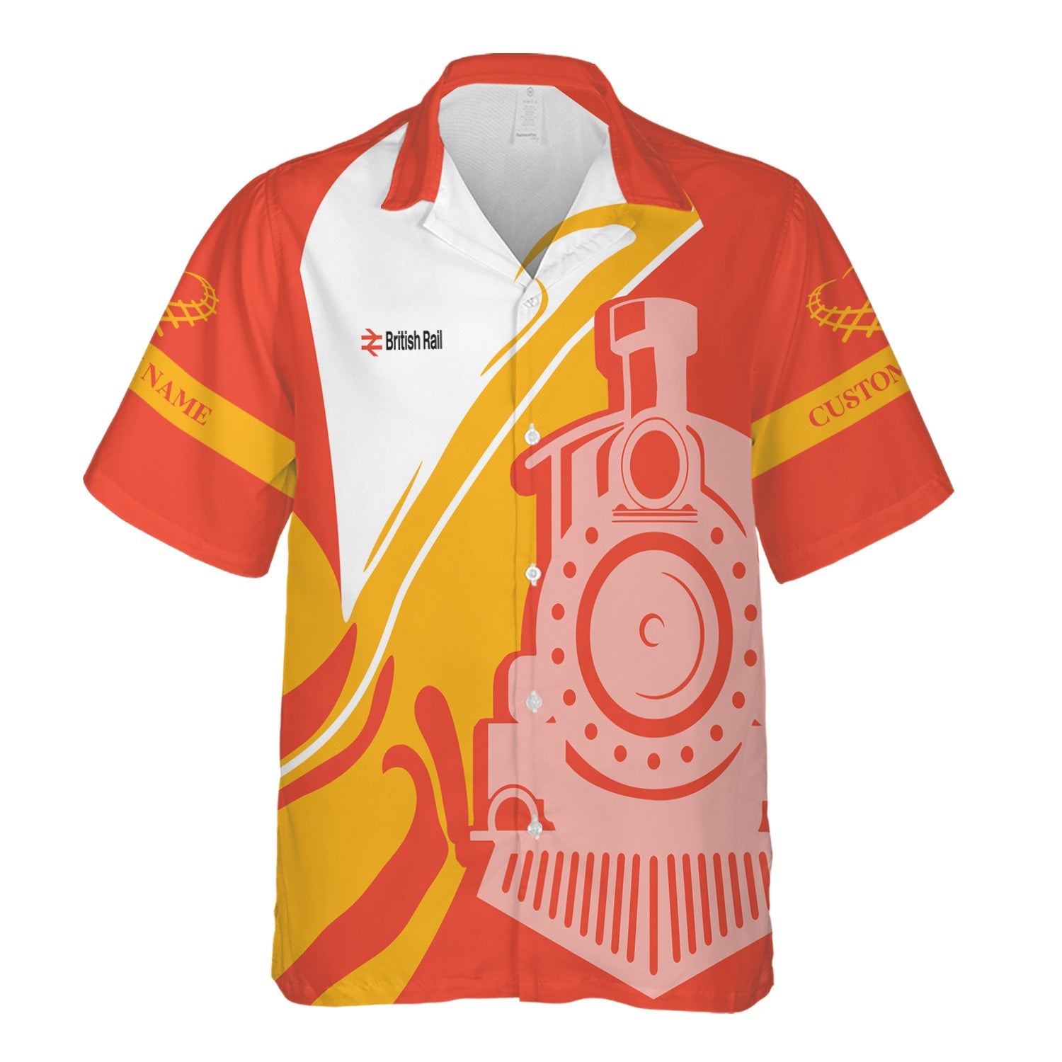 Railspirit Personalized British Railway Hawaiian Shirt Flame-Inspired Style Shirt Gift Idea For Train Lovers