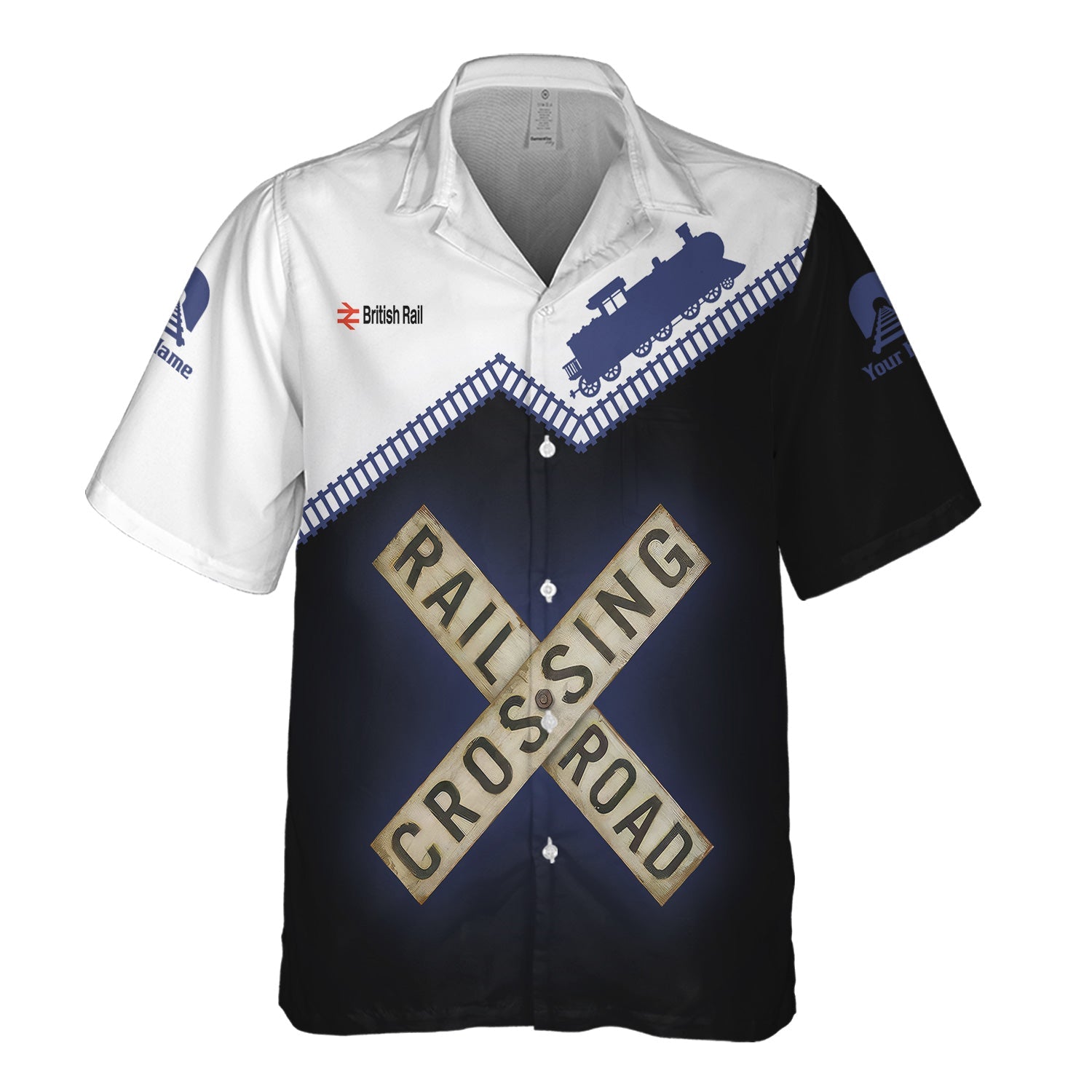 Railspirit Personalized British Railway Hawaiian Shirt Railroad Crossing Printed Train Track Shirt